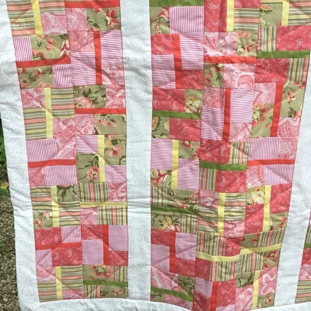 NWT Hand Crafted Orange, Yellow & Greens Quilt